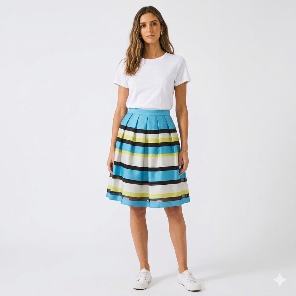 Paul Smith Pleated Striped Skirt Multicolour Pockets Size 46= Size XL